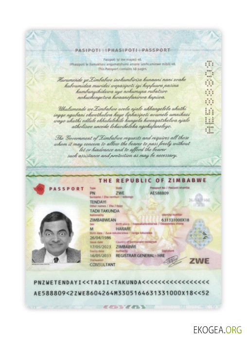 Passeport du Zimbabwe 2023 présent